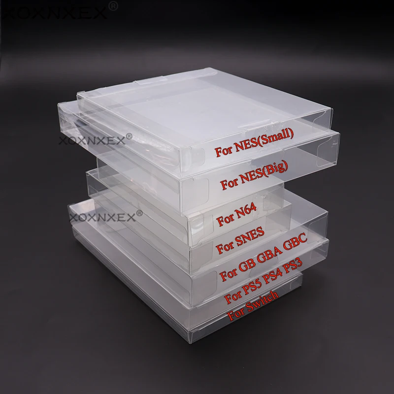Xoxnxex Clear Transparent Game Case Case Case Cib Games Plast Pet Protector pre N64 NES SNES pre GB GBA GBC NGPC prepínač