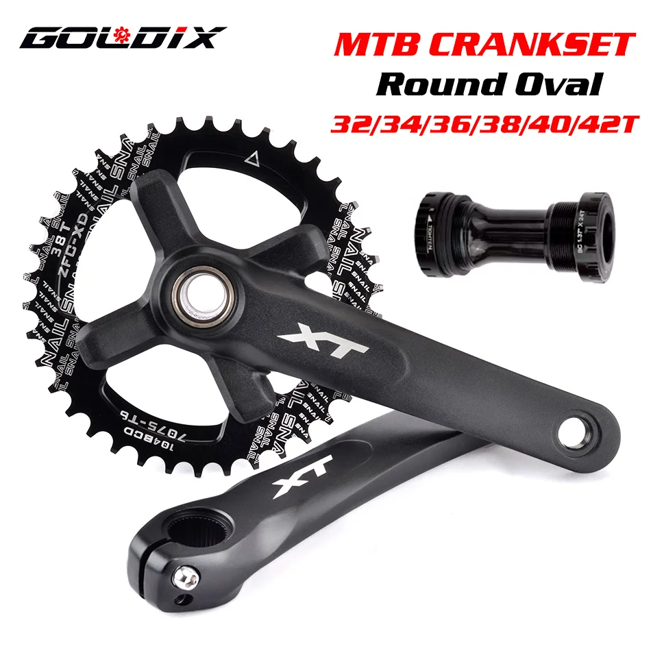 XT na bicykli kľuky 104BCD MTB Bike Cranking Bike Bike 170 mm 175 mm čierny okrúhly oválny 32T 34T 36T 38T Hliníková zliatina s dnom