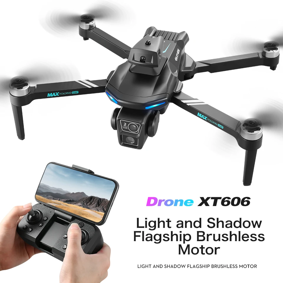 XT606 RC DRON s dvojitým fotoaparátom FPV diaľkovým ovládaním QUADCUPTER SKLADOVANIE AERIAL BRSE bez prekážok lietadla HELICOPTER