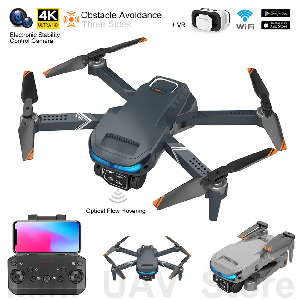 XT9 MINI UAV VR DRONE 4K Skladací štvorkoliek s vyhýbaním sa prekážkam pre prekážku kamery RC Optický tok Optický prúd.