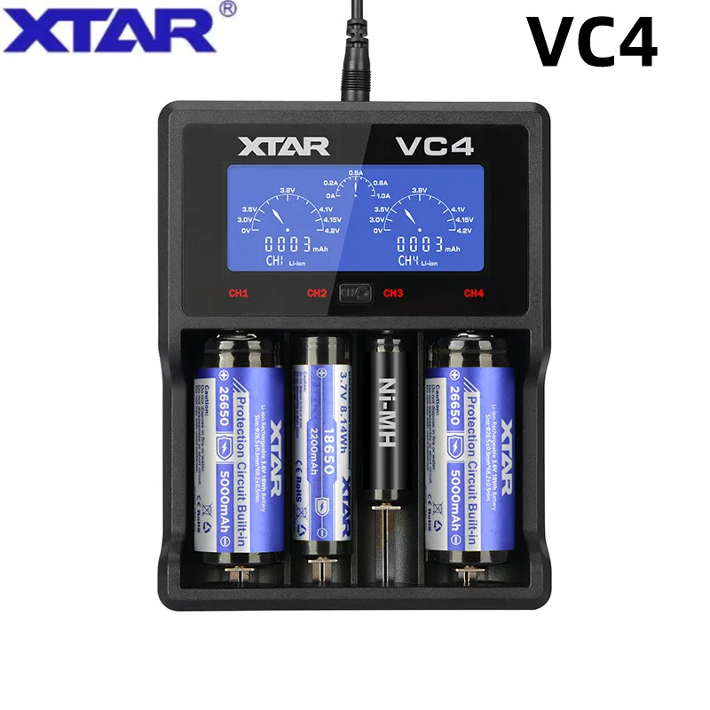 XTAR VC4 nabíjačka batérií Universal LCD Displej USB NI-MH/NI-CD LI-ION 1.2V AAA AA rýchla nabíjačka 18650 20700 21700 22650