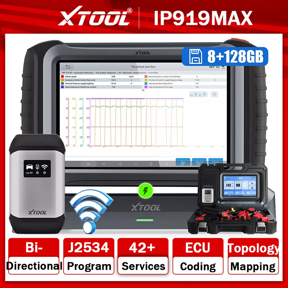 XTOOL INPLUS IP919 Max Diagnostický nástroj na úrovni OE na úrovni OE J2534 Programovanie ECU Online kódovanie Obojsmerná topológia mapa skenera FCA Doip