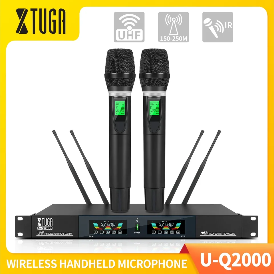 XTUGA U-Q2000 Propagácia bezdrôtového mikrofónu UHF automatické frekvenčné vyhľadávanie bezdrôtového ručného mikrofónu pre pódiové kostoly