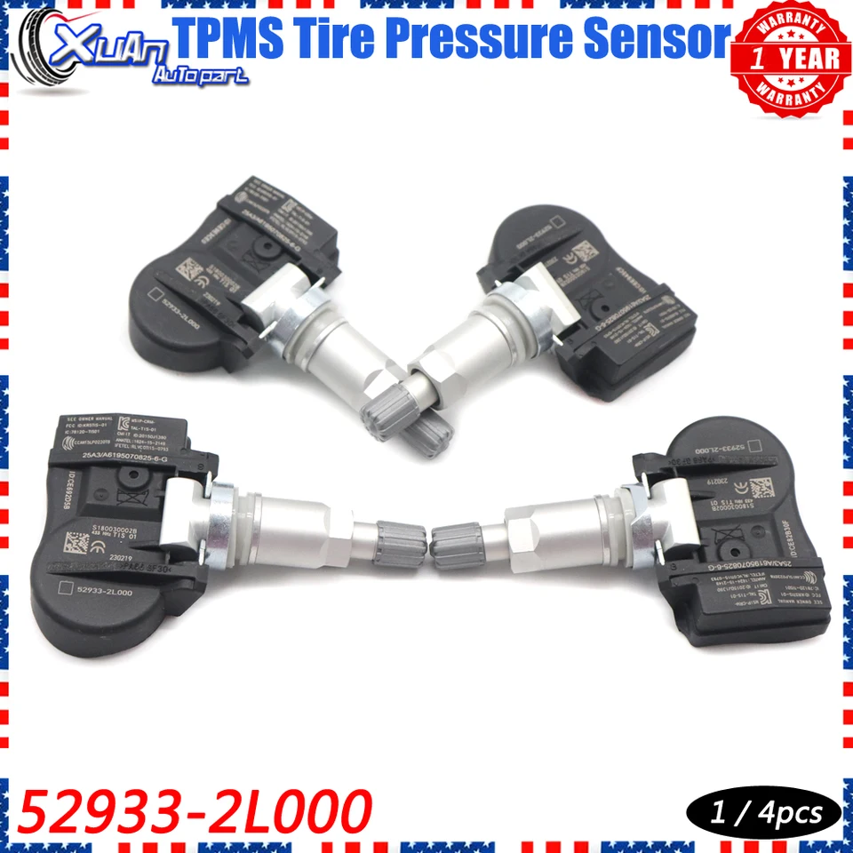 Xuan CAR TPMS Monitorovací systém tlaku pneumatík 52933-2L000 pre Kia Ceed [ed] Hyundai I10 [PA] I30 [FD] 433MHz 529332L000
