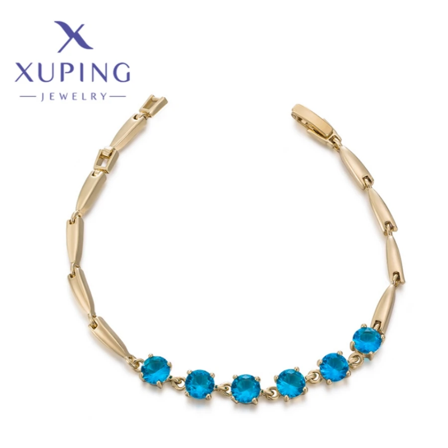 Xuping šperky Nové trendy vynikajúce elegantné jednoduché tvary Dámsky náramok Light Gold Color narodeniny vianočné darčeky X000925785