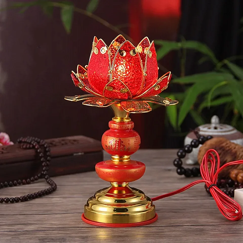 Xuyuan farebný list lotosový lampa Giant Buddhovia predný Buddha lampa Buddha lampa Lotus Lamp