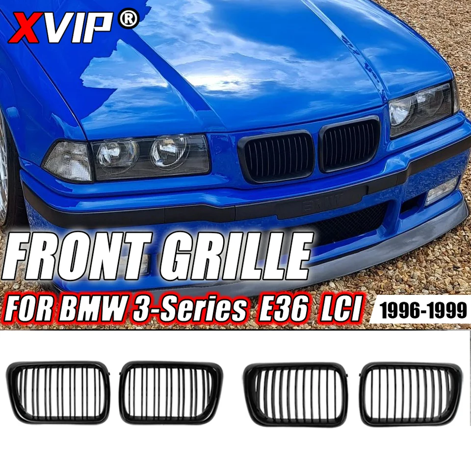 XVIP 2X Dvojlôžkové auto predné závodné preteky Kindy grily pre BMW E36 LCI 1996-1999 M3 Glossy Black Dual Dual Sláty Horné mriežky