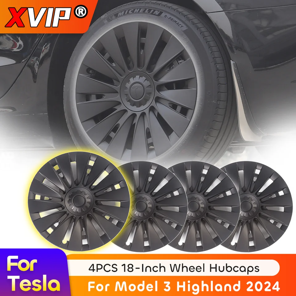 XVIP 4ks 18 palcových uzáverov pre náboj pre Tesla Model 3 Highland 2024 Performance Hubcap Full Rim Covers