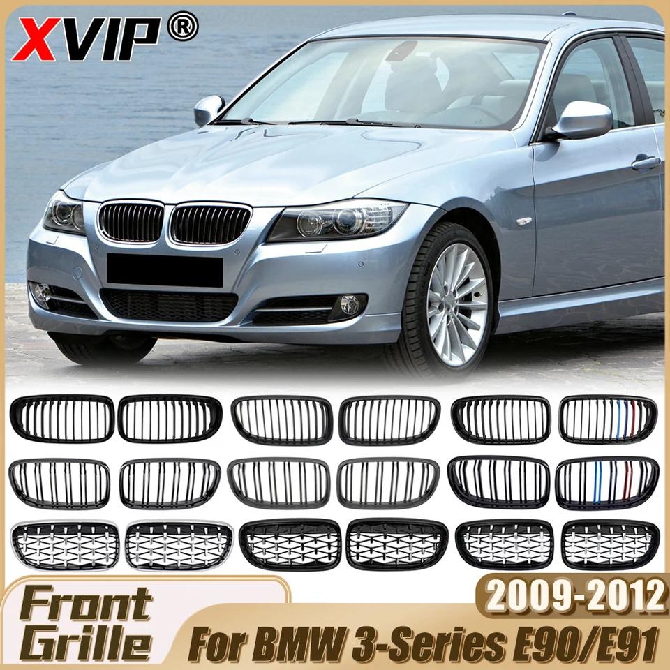 XVIP Chrome Silver Diamonds Diamonds Bumper Bumper Grile pre BMW 3-série E90 E91 2009-2012 Single Line Style Upper Grill Accessories