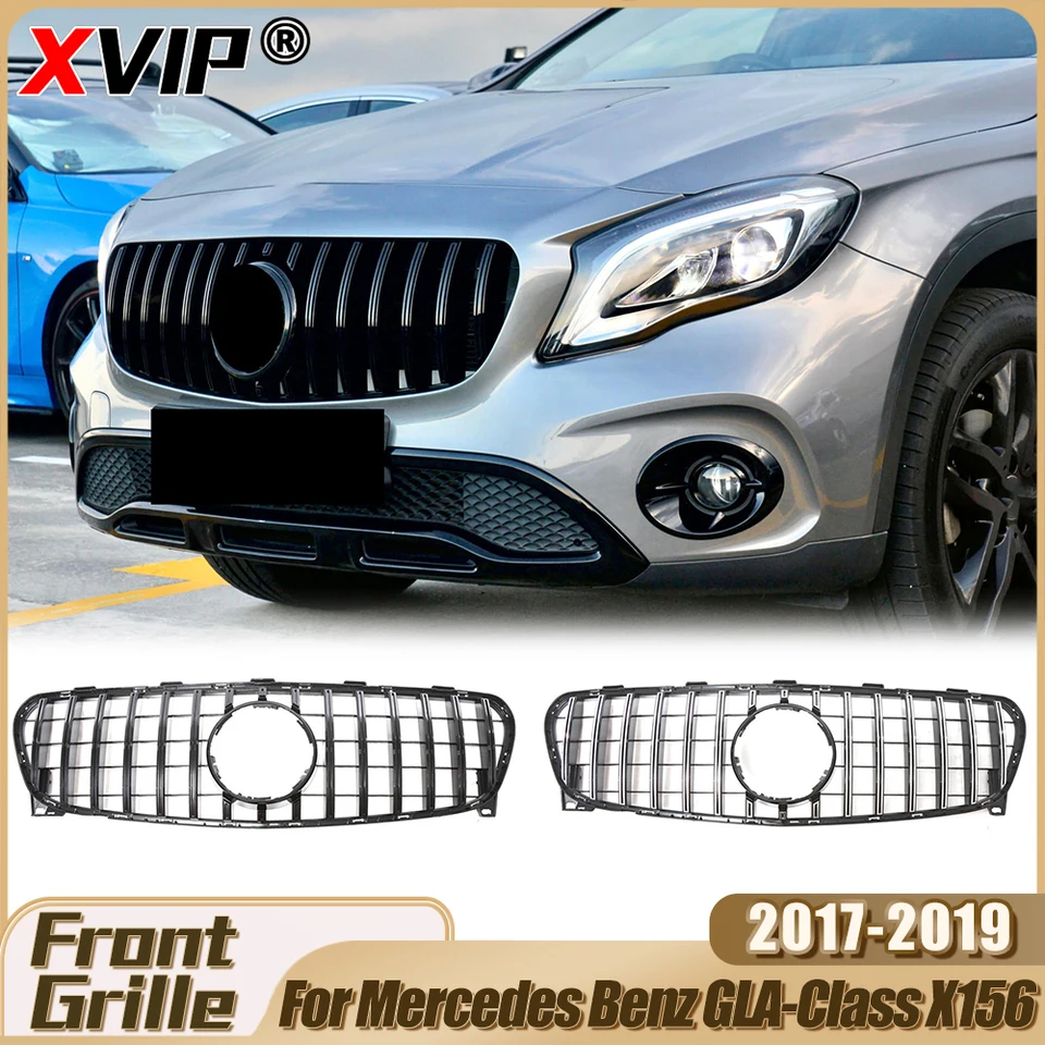 XVIP Glosy Black GTR Style Grille pre Mercedes Benz GLA-Class X156 GLA180 GLA200 GLA250 Racing Grill 2017-19