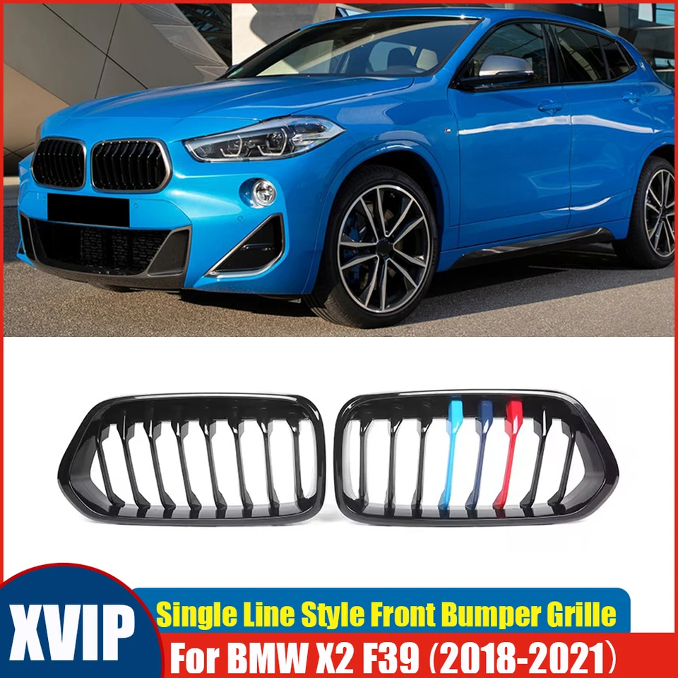 XVIP Glosy Black M-Color Single Stlat Front Grill/Grilles Chenney Grill Nahradenie pre BMW X2 F39 2018-2021 predný nárazník mriežky