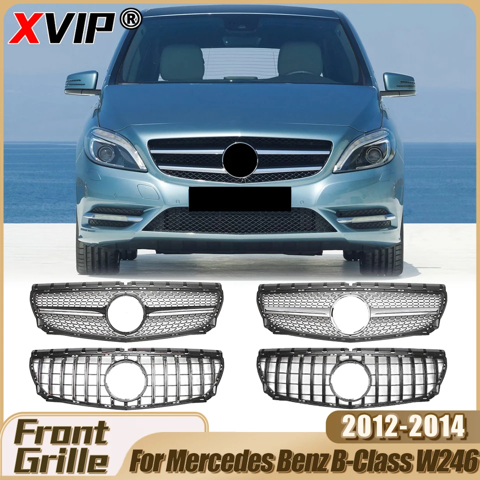 XVIP predný nárazník pre gril pre Mercedes Benz B-trieda W246 2012-2014 B180 B200 B220 B250 Chrome Diamonds Style Horná mriežka