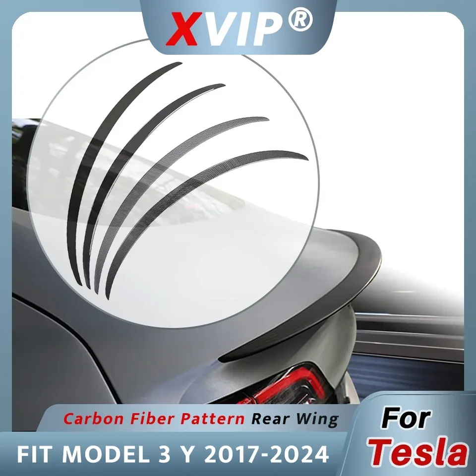 XVIP Zadný spoiler kufra pre Tesla Model3 y 2017-2024 ABS uhlíkové vlákno Wing Wing Sports Tuning Styling Performance