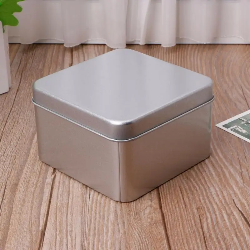 XXFA 9x9cm Small Metal Tin Silver Storage Box pre puzdro pre peniaze mince cukríky