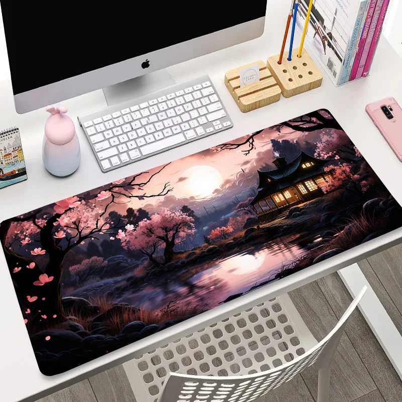 Xxl čerešňové kvety myš Mouse podložka veľká stará mesačný svit klávesnica Mat Anti-Stric Computers Doplnky vankúšiky spálne kobercov