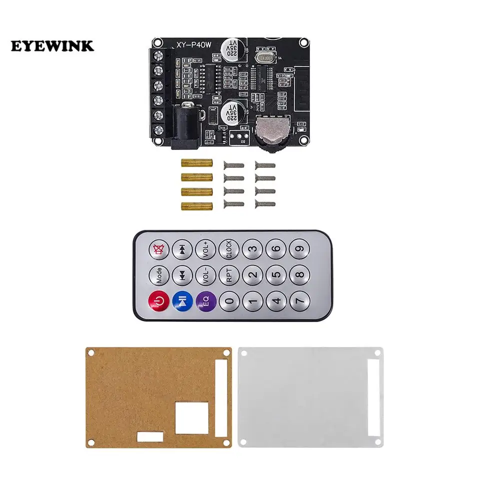 XY-P40W Bluetooth 5.0 Výkonový zosilňovač zvuková doska Stereo digitálny zosilňovač Small Stereofónny zosilňovač s diaľkovým ovládaním s diaľkovým ovládaním