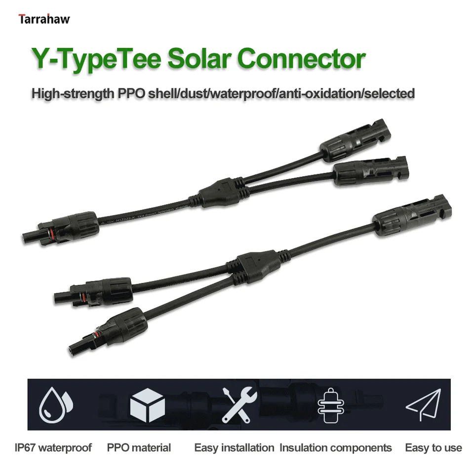 Y Typ 2 až 1 solárny 3-cestný fotovoltaický panel Paralelný konektor vetvy 30A 1000V Zátka 2.5/4/6 mm PV Modul Kábel Príslušenstvo