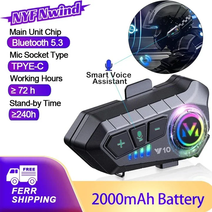 Y10 Motocyklová prilba náhlavnej súpravy Bluetooth 5.3 Voice Contro Motorycle Wireless Hand-On Talking Headset Witerproof