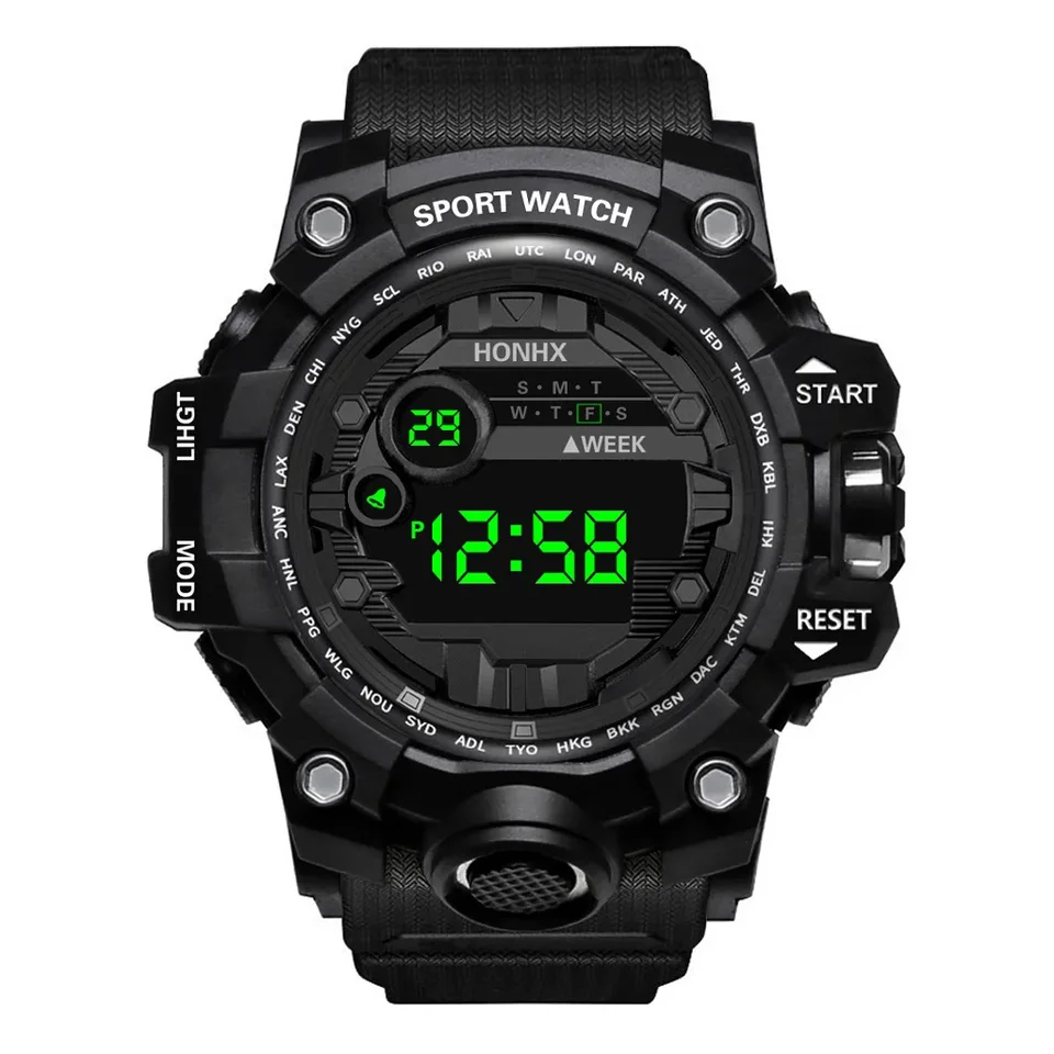 Y12 Pánske hodinky Big Dial LED LED Digitálne hodinky Multifunkčné muži Športové hodinky Stopwwatch Fitness Electronic Wristwatch