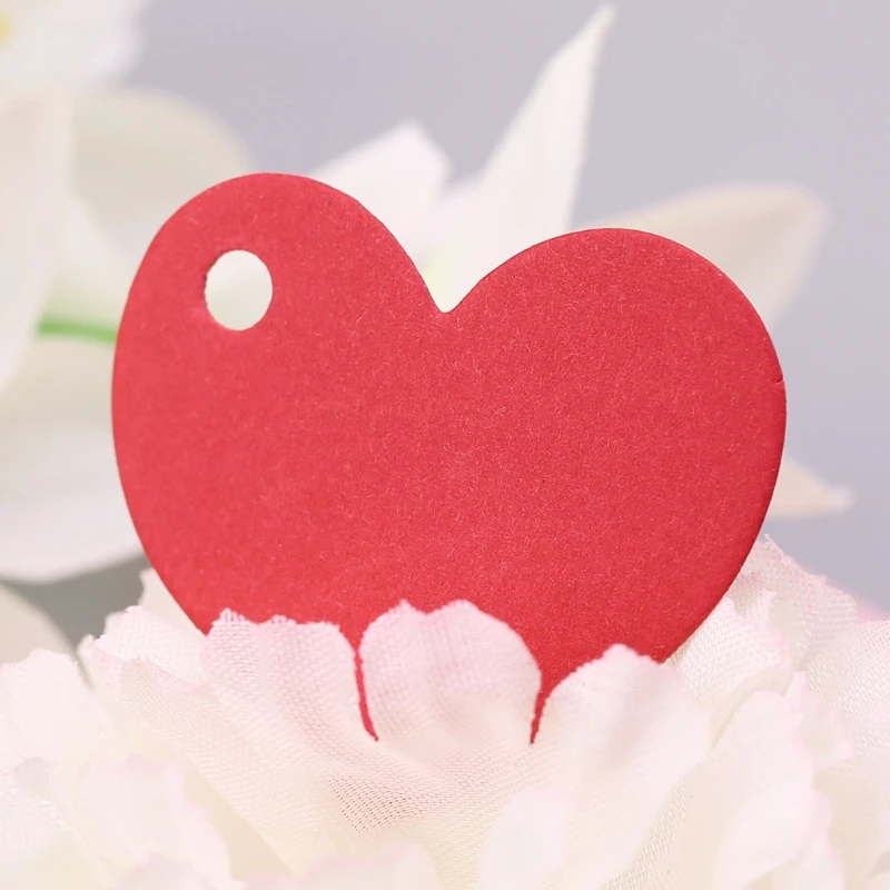 Y1UB 50ks Heart Blank Kraft Paper Card Darčekový štítok DIY Party Svadobné remeslá