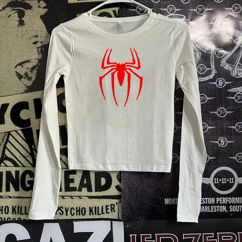 Y2K CROP Top pavúk gotické štíhle vinobranie grafické dieťa roztomilé punk hip hop ženy štíhle punk punk sexy estetické streetwear