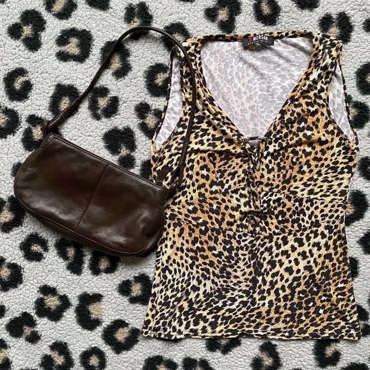 Y2K Crop Top Vintage Clothes 90.s Dámske tričko Leopard tlač bandage grunge femme punk tank Tops estetické grafické odpaliská korzet