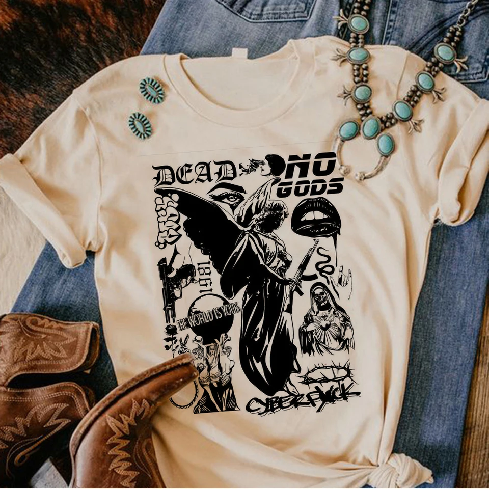 Y2K Cyber ​​Manga Top Women Funny Japanese Streetwear T tričko Girl Funny Comic Clothing