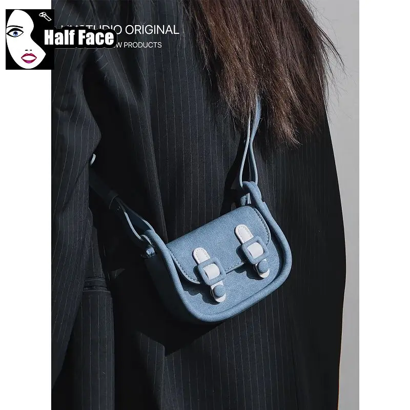 Y2K dievča Harajuku Ženy gotický modrý džínsový vzor všestranná kabelka punk jedno rameno pokročilý dizajn lolita crossbody tašky tote tote