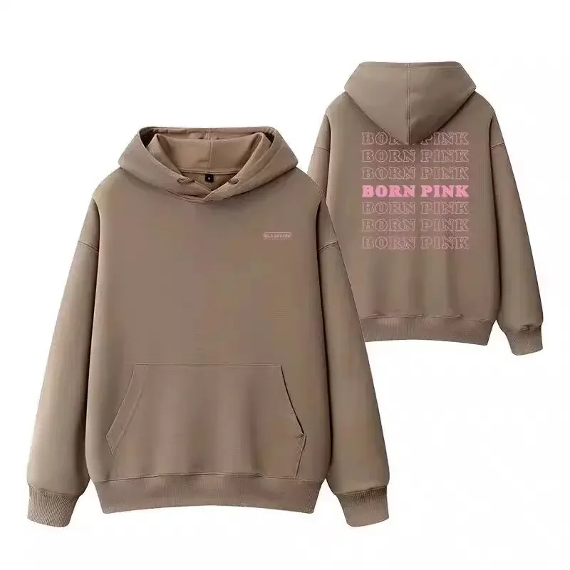 Y2K Dámska mikina KPOP Born Pink Letter Print Cotton Tops Tops Harajuku módny pár čierna jesenná mikina