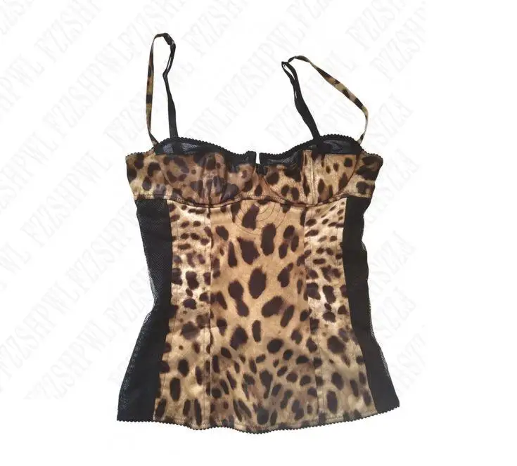 Y2K Fashion Emo Woman Hot Halter Tops Leopard Print Club Harajuku Punk Estetic Slim Singlet Sexy vintage 90. roky neformálny rukáv