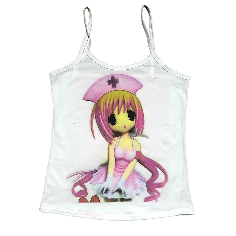 Y2K Gothic Punk Harajuku Beetle Print Emogirl Halter Grunge Streetwear Sling Sexy Hip Hop Casy Crop Top Graphic Vintage Camis