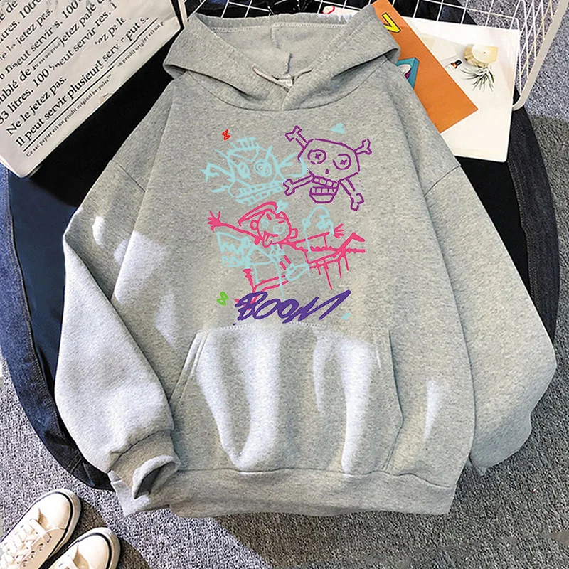 Y2K graffiti mikiny pullover Ženy Arcane Nadmerná farebná tlač s dlhým rukávom Mikiny na jeseň ležérne voľné vrcholy
