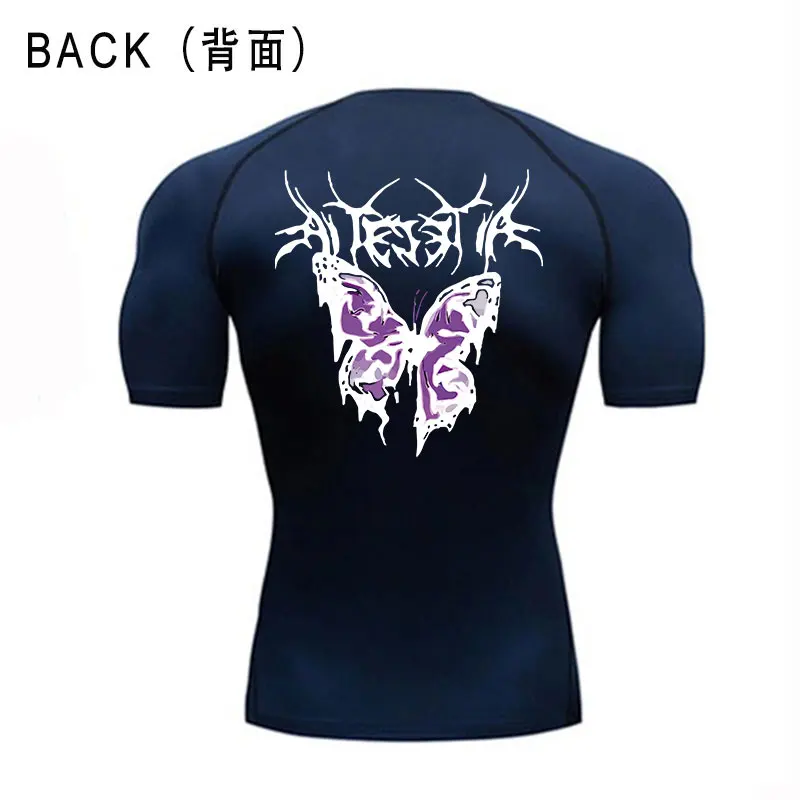 Y2K Gym Compression Tshirts Sport Workout Workout Butterfly Print Tričká Pánske bežecké fitness tesné letné športové odevo