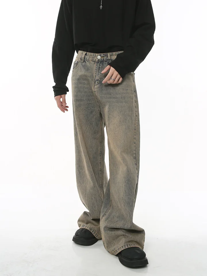 Y2K Harajuku Nový punk feng shui umývanie starých vreckových džínsov Žena Dance Dance Populárny príležitostný Joker High Waist Wide Nohavice