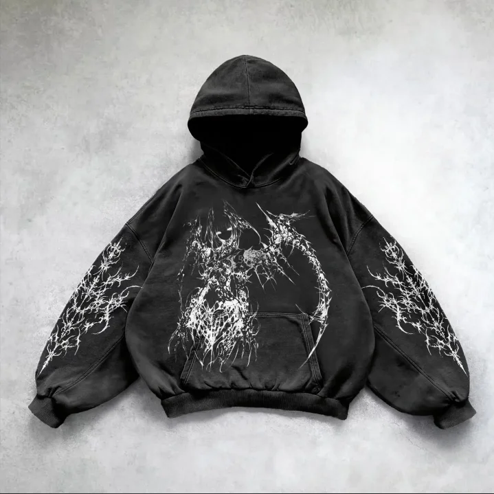 Y2K Heavy Wash Men Hoodie Streetwear Grafické dámske dámske pulóver príležitostné módne pánske gotické oblečenie harajuku