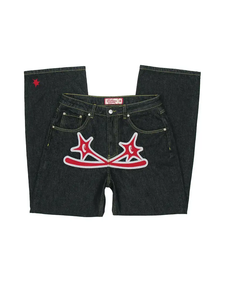 Y2K Hip Hop Gothic Jeans Street Pánske ženy Nové voľné skalné džínsy Harajuku Príležitostné voľné čierne džínsové nohavice Streetwear