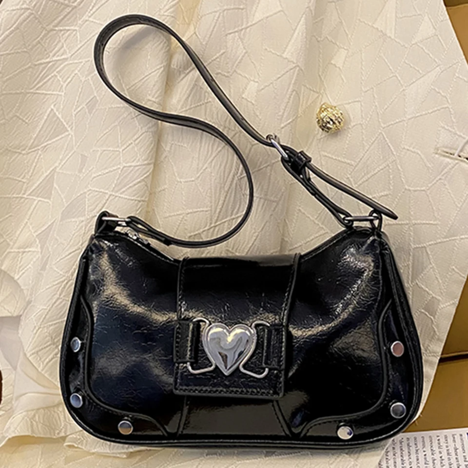 Y2K Hot Girls Retro Love Ramer Bag Up Kožené dámy malé tašky na malé posoly veľkú kapacitu dámske hobos podpazušia vrecká