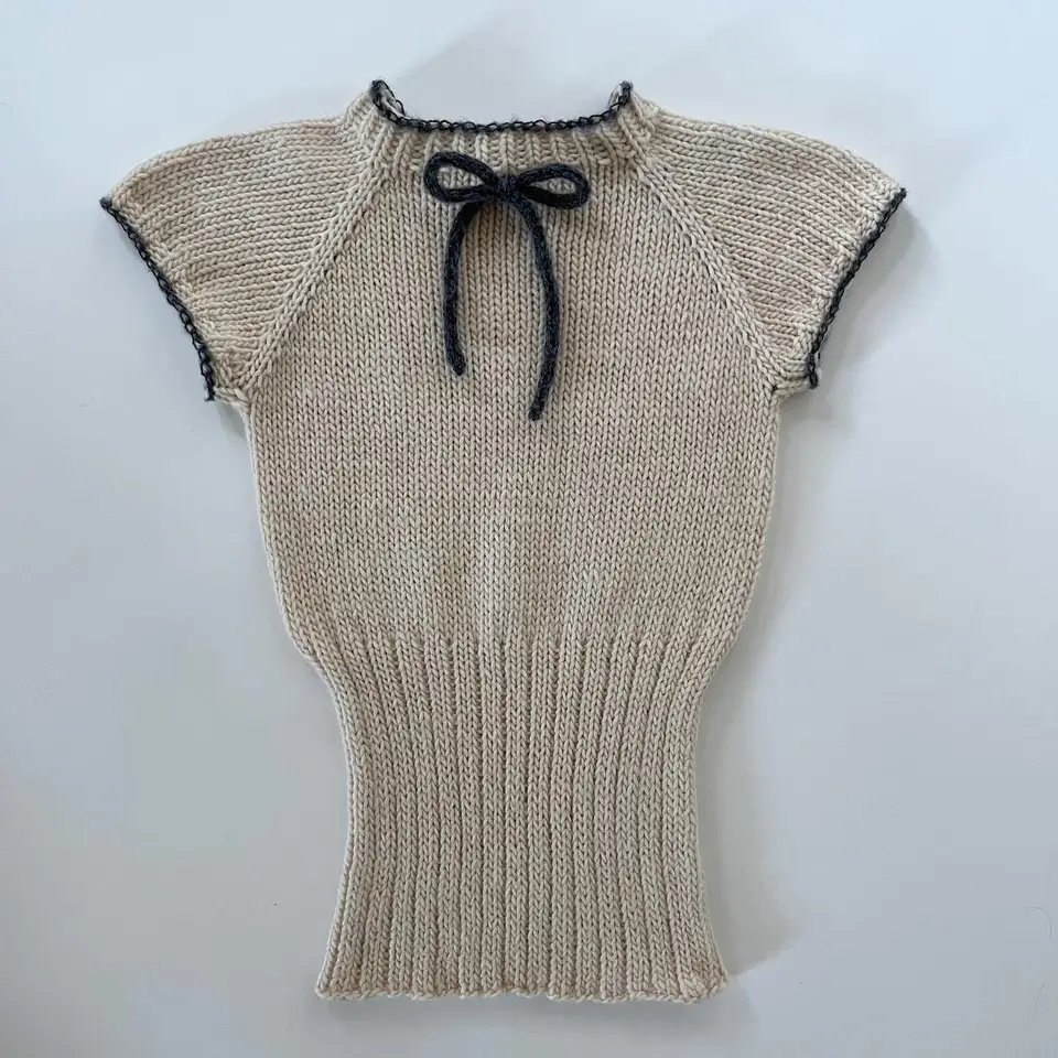 Y2K Knit Jumper Retro retro rukávový sveter Dámsky jesenný a zimný krátky priamy pletený dizajn