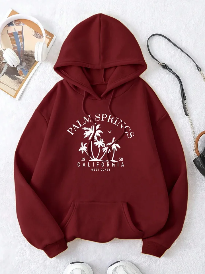 Y2K Palm Springs 1858 Kalifornia West Coast Streetwear Pánske a dámske retro pohodlné mikiny Jeseň/zimné módne mikiny