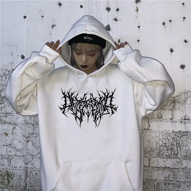 Y2K Print Hoodie Ženy Vintage s dlhým rukávom mikina s kapucňou Loose Women Gothic Fashion Loose Streetwear Príležitostné vrcholy