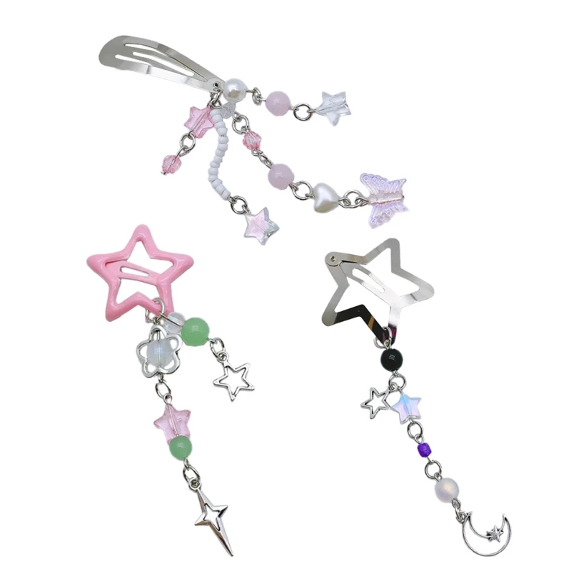 Y2K Star Butterfly Moon Moon Scals Hair Clips módne vlasy barettes sladké chladné vlasy doplnky darček pre ženy, dievčatá kvapka
