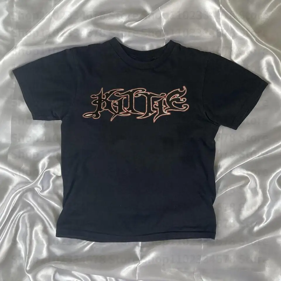 Y2K Streetwear Gothic Retro Emo Girl 2000-Ty Top písmeno Tlačené vzory Tričko s krátkym rukávom Krásne strihové vrchné tričko