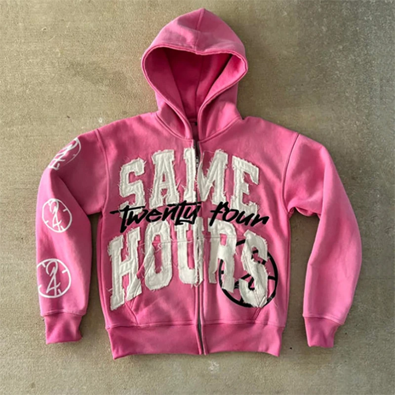 Y2K Streetwear Zip Up Hoodie Mens Womens Hip Hop Hop Gothic Graffiti Pattern Tlač nadmernej mikiny Nové harajuku retro mikina