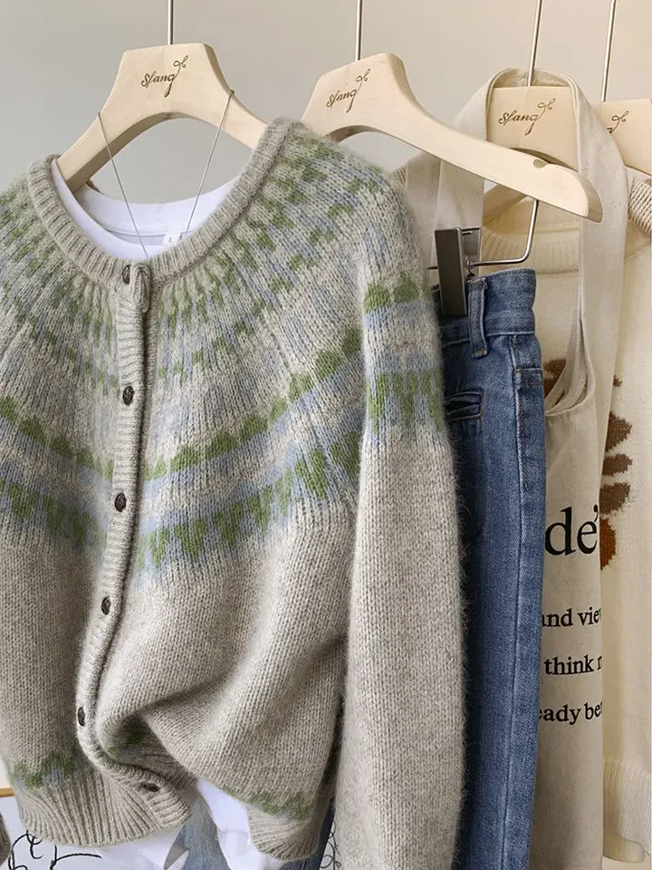 Y2K Striped Sweater Mardigan Knitwear Ženy japonský štýl nadmerne veľkým pleteným špičkovým kórejským módnym módnym harajuku Lolita Jumper T98