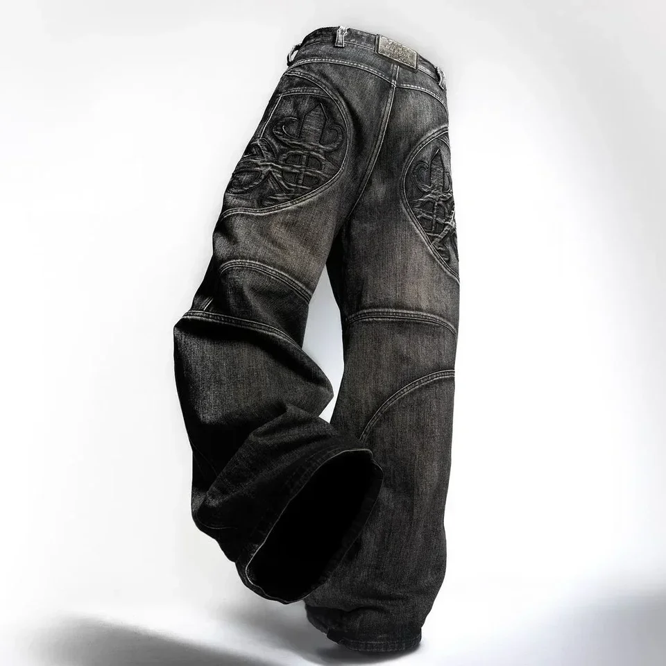 Y2K Wide Leg Pant Unisex American Retro Streetwear Wased Loose Džínany Dámska osobnosť Harajuku Trendy Vysoké pásové džínsy
