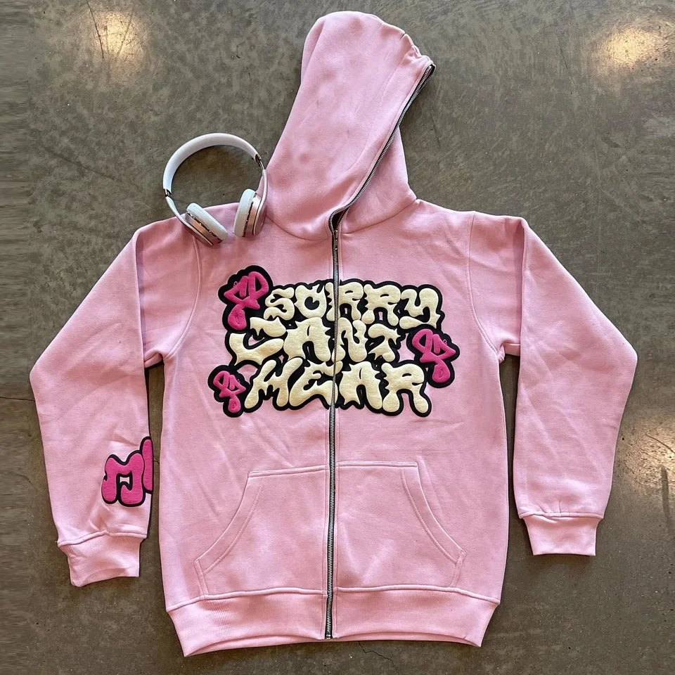 Y2K Zip Up mikiny mikiny Muži ženy Ženy Harajuku Hip Hop 3D Letter Tlač nadmerne veľkej mikiny Nové módne ležérne gotické kabáty