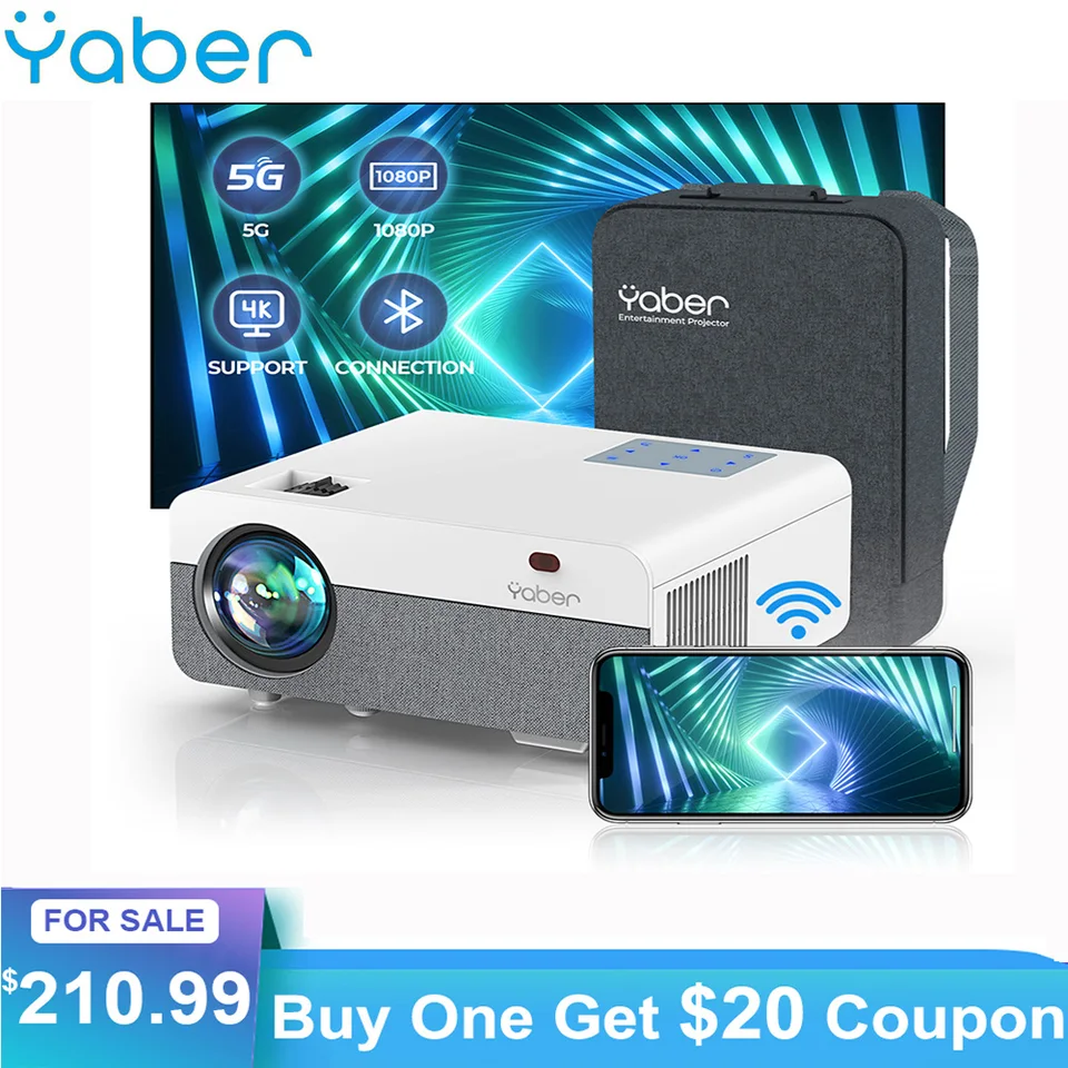 Yaber Pro Y9 9800LM HD Projector 5G WiFi Bluetooth 4K Video projektor domáceho divadla projektor Inovatívne osvetlené dotykové tlačidlá