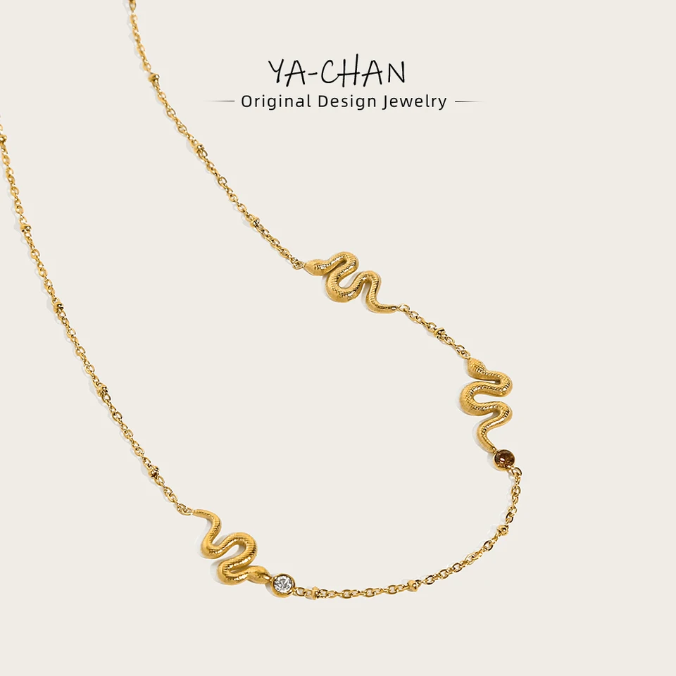 Yachan 18k Zlatená z nehrdzavejúcej ocele Snake náhrdelník pre ženy vintage kúzla klenba trendy šperky