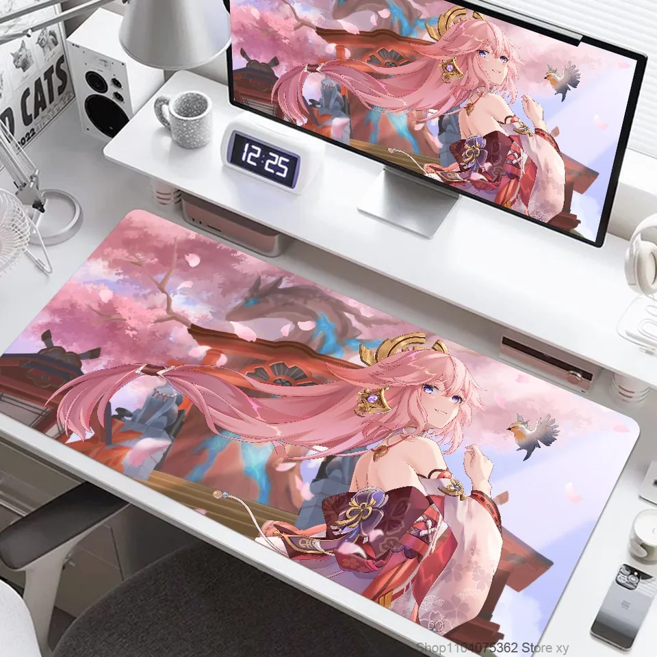 Yae Miko Genshin Impact Game MousePad Veľká klávesnica stola Mat Gaming Mouse Pad Lockedge Neflip Mat