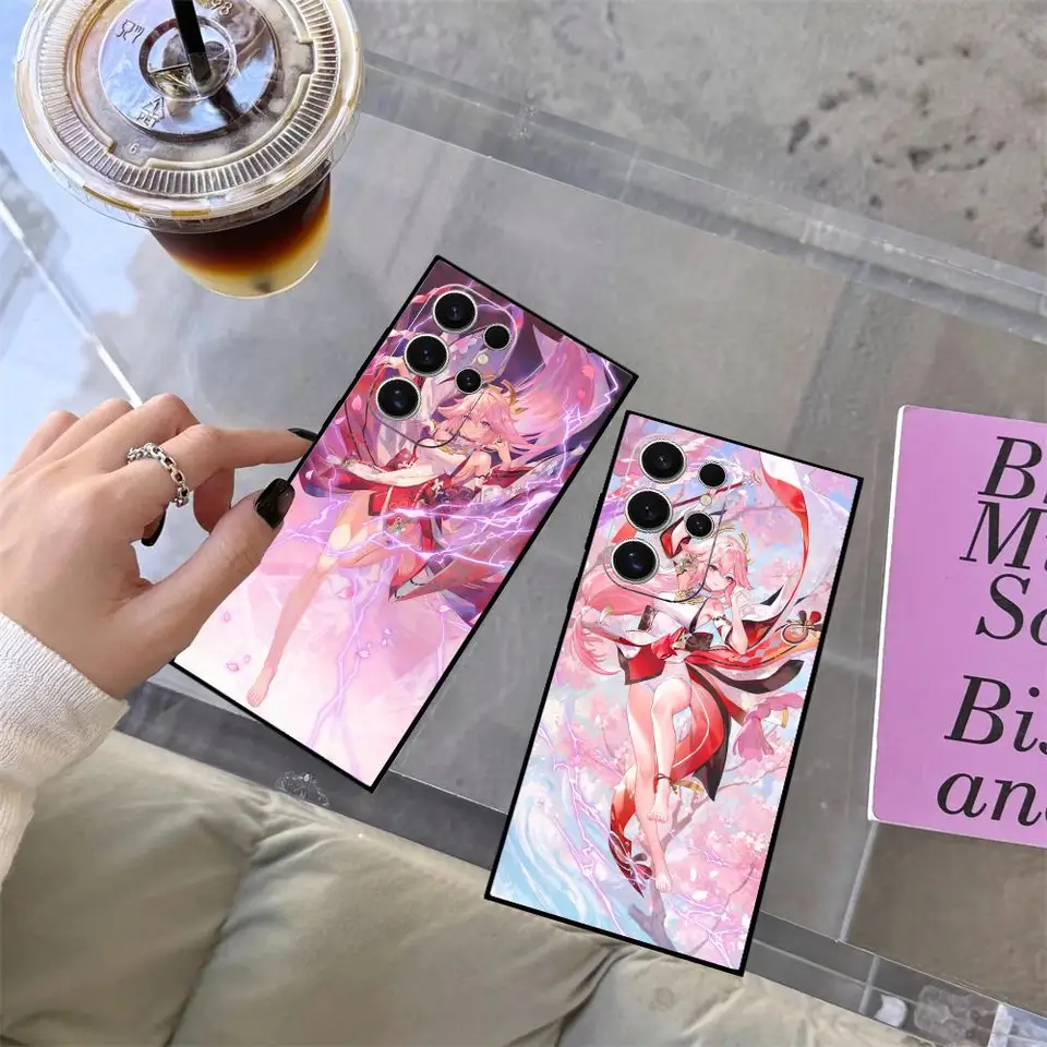 Yae Miko Genshin Impact Puzdet pre telefón pre Samsung Galaxy A55 A54 A53 A52 A35 A34 A33 A32 A25 A25 Soft Soft zadný zadný kryt